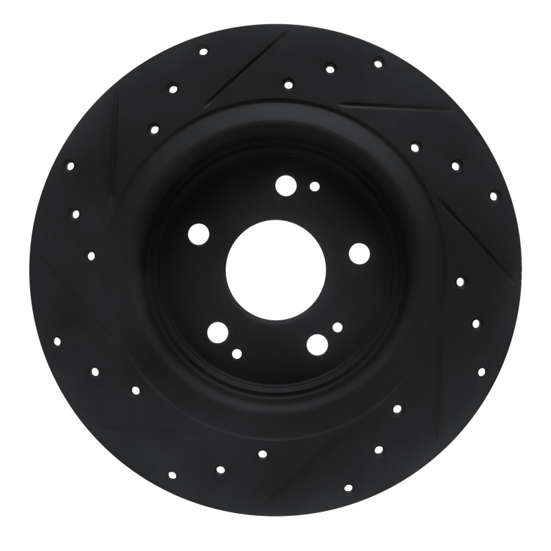 Acura MDX Brake Rotor (1) - Rear Right - R1 Concepts - Drilled & Slotted - Black - `17-`20